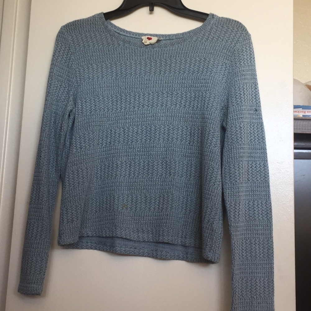 Baby blue column-patterned sweater